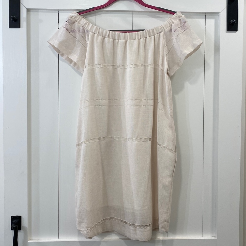 Ivory off shoulder mini dress